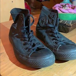Women 9.5 All black high top consverse